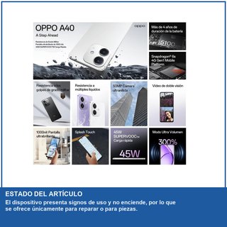 - OPPO A40 128GB Morado pantalla 6.7"