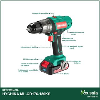 HYCHIKA Taladro Percutor Atornillador 18V 45Nm