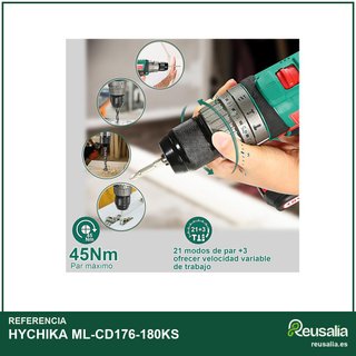 HYCHIKA Taladro Percutor Atornillador 18V 45Nm