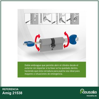 Amig cilindro seguridad puertas 70mm dorado