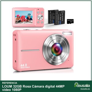 LOUM 32GB Rosa Cámara digital 44MP vídeo 1080P