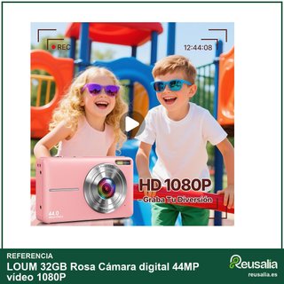 LOUM 32GB Rosa Cámara digital 44MP vídeo 1080P