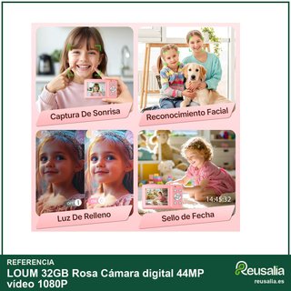 LOUM 32GB Rosa Cámara digital 44MP vídeo 1080P