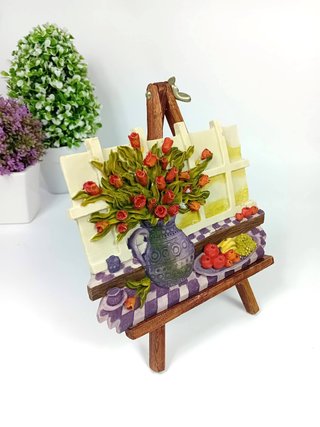 Quadretto miniatura decorativo fiori e frutta