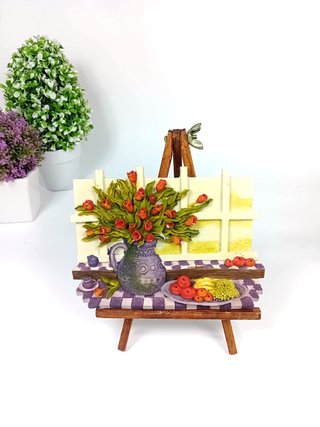 Quadretto miniatura decorativo fiori e frutta