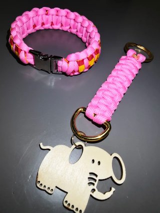 Pulsera y Llavero Paracord Rosa