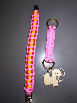 Pulsera y Llavero Paracord Rosa