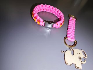 Pulsera y Llavero Paracord Rosa