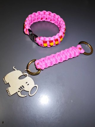 Pulsera y Llavero Paracord Rosa