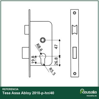 Tesa Cerradura 2010-p-hn/40 embutir madera