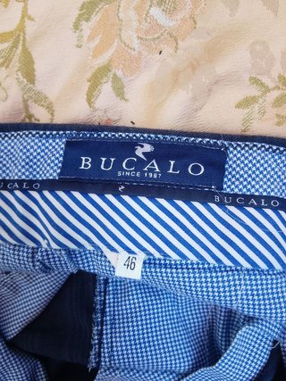 Pantaloni Bucalo Tessuto Lanificio Campore 46 blu