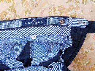 Pantaloni Bucalo Tessuto Lanificio Campore 46 blu