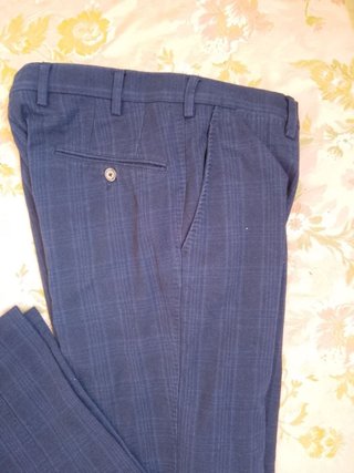 Pantaloni Bucalo Tessuto Lanificio Campore 46 blu