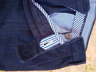 Pantaloni Bucalo Tessuto Lanificio Campore 46 blu