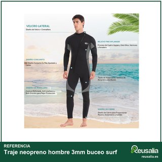 Traje neopreno hombre 3mm buceo surf