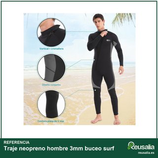 Traje neopreno hombre 3mm buceo surf