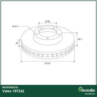 Valeo 197242 disco freno ventilado eje delantero