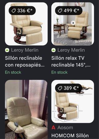 Sillón relax masaje giratorio beige
