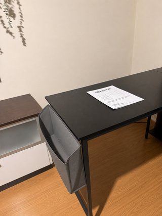 Escritorio L con Estantería Negro/Marrón