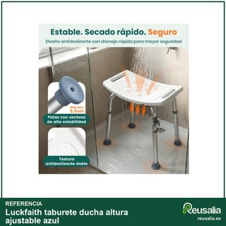 Luckfaith taburete ducha altura ajustable azul