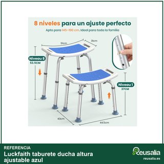 Luckfaith taburete ducha altura ajustable azul