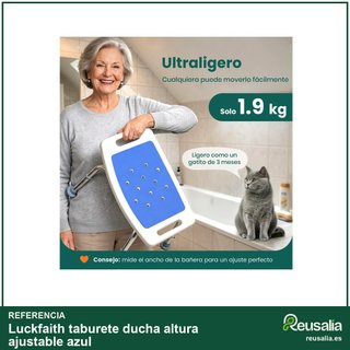 Luckfaith taburete ducha altura ajustable azul