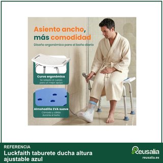 Luckfaith taburete ducha altura ajustable azul