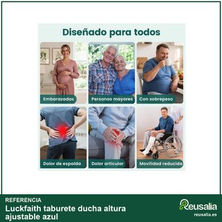 Luckfaith taburete ducha altura ajustable azul
