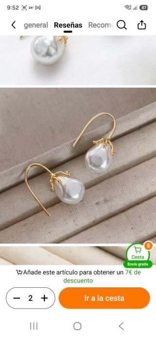 Pendientes Vintage Oro Perla
