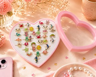Set 35 Anillos Niñas Ajustables Bisutería Infantil