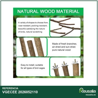 VGECEE perchas madera natural para pájaros