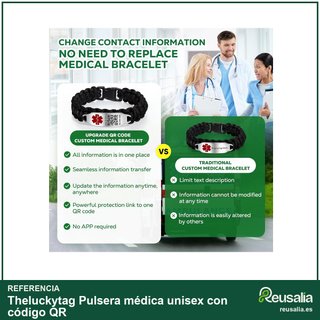 Pulsera médica unisex con código QR