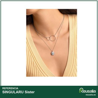 Singularu collar Sister plata ley aros