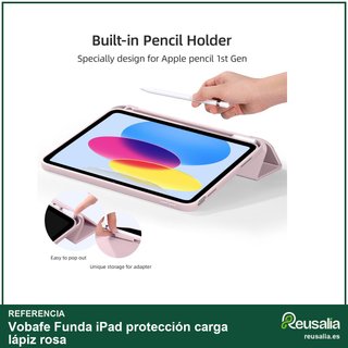Funda iPad protección carga lápiz rosa