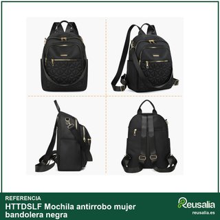 Mochila antirrobo mujer bandolera negra