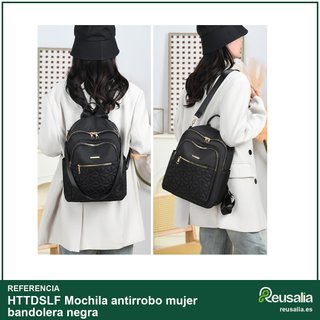 Mochila antirrobo mujer bandolera negra
