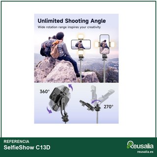 Selfie Stick trípode luces portátil 135cm