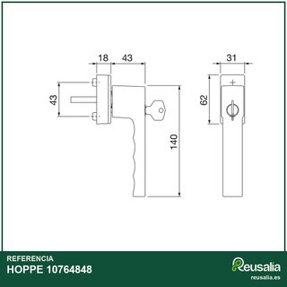 HOPPE 10764848 manilla aluminio ventana bloqueo
