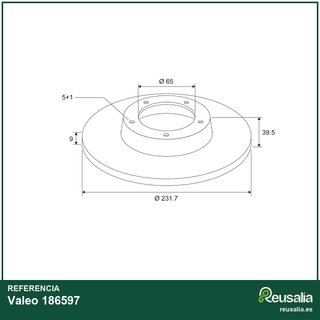 Valeo 186597 disco freno macizo eje trasero