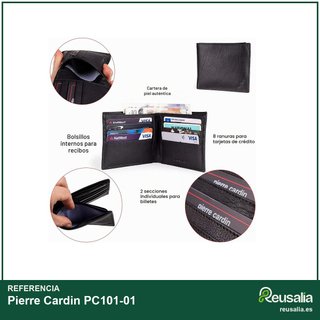Pierre Cardin cartera piel negra RFID