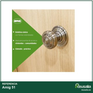 Amig 51 Pomo para puerta latón acabado cuero