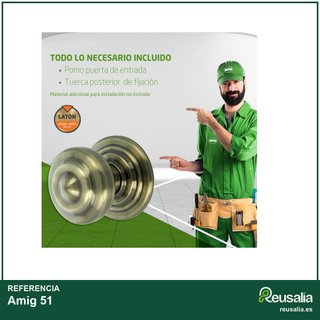 Amig 51 Pomo para puerta latón acabado cuero