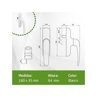 Manilla aluminio pvc para ventanas oscilobatientes