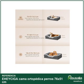 EHEYCIGA cama ortopédica perros 76x51 cm