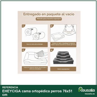 EHEYCIGA cama ortopédica perros 76x51 cm