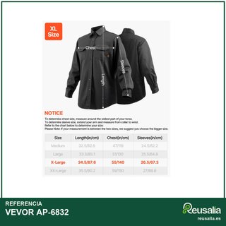 VEVOR Chaqueta de Soldadura Resistente al Fuego,