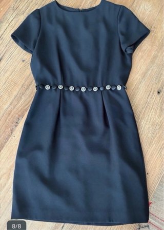 Vestido negro vintage botones joya T.M