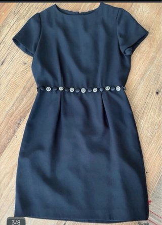 Vestido negro vintage botones joya T.M