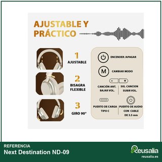 Next Destination Auriculares Bluetooth 5.3 Diadema