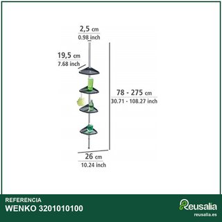 WENKO rinconera ducha aluminio 4 repisas